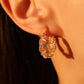 14K Real Gold Plated Pink Opal Hoop Earrings