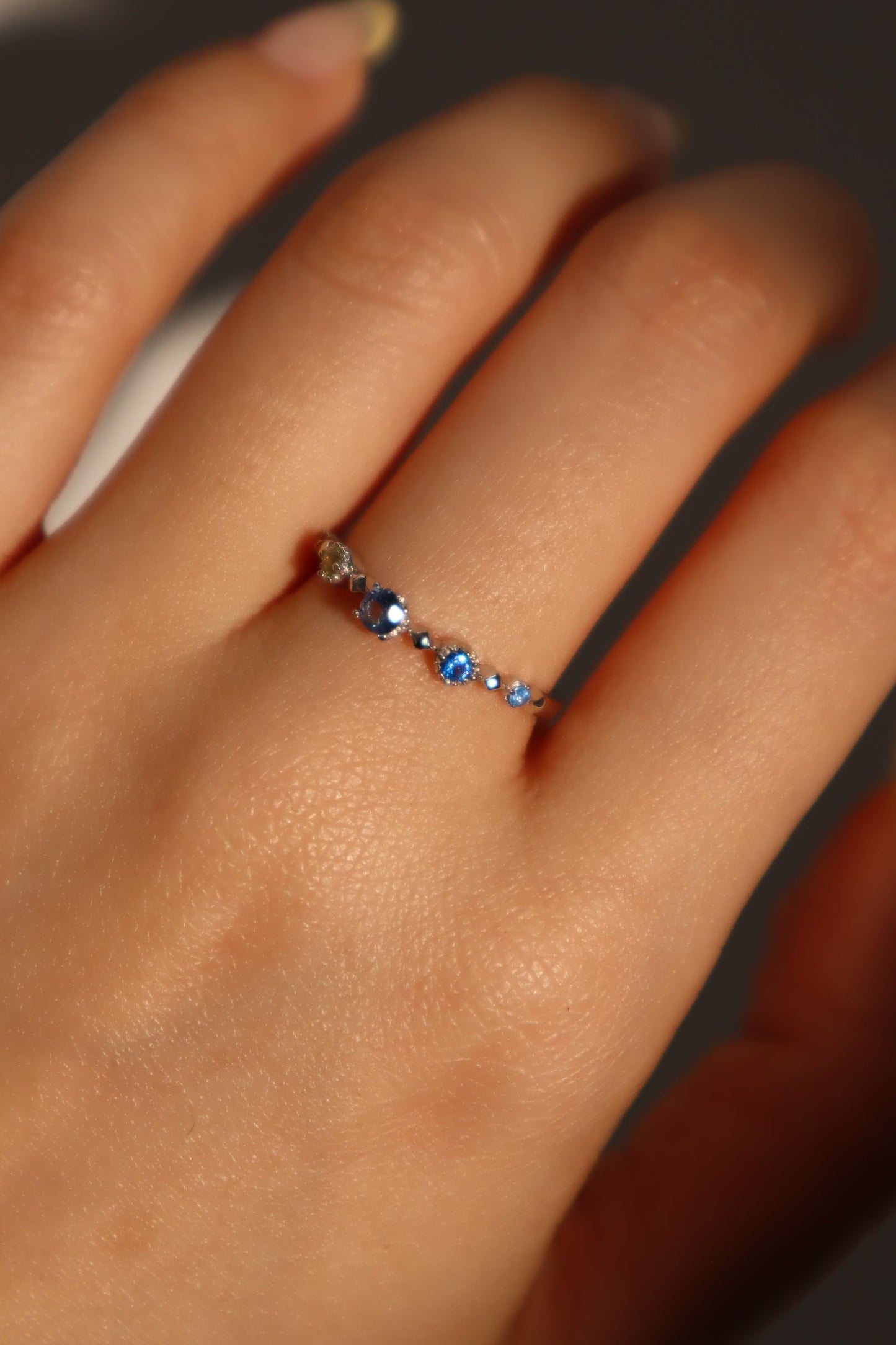 925 Sterling Silver Gradient Sapphire Ring