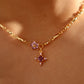 18K Real Gold Plated Purple Diamond Cross Necklace
