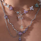 Platinum Plated Purple Glitter Gem Dangle Necklace