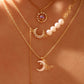 14K Real Gold Plated Moonstone Saturn Star Necklace