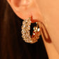 14K Real Gold Plated Diamond Leaf Hoop Earrings