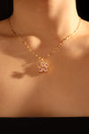 18K Real Gold Plated Spinning Pink Flowers Necklace