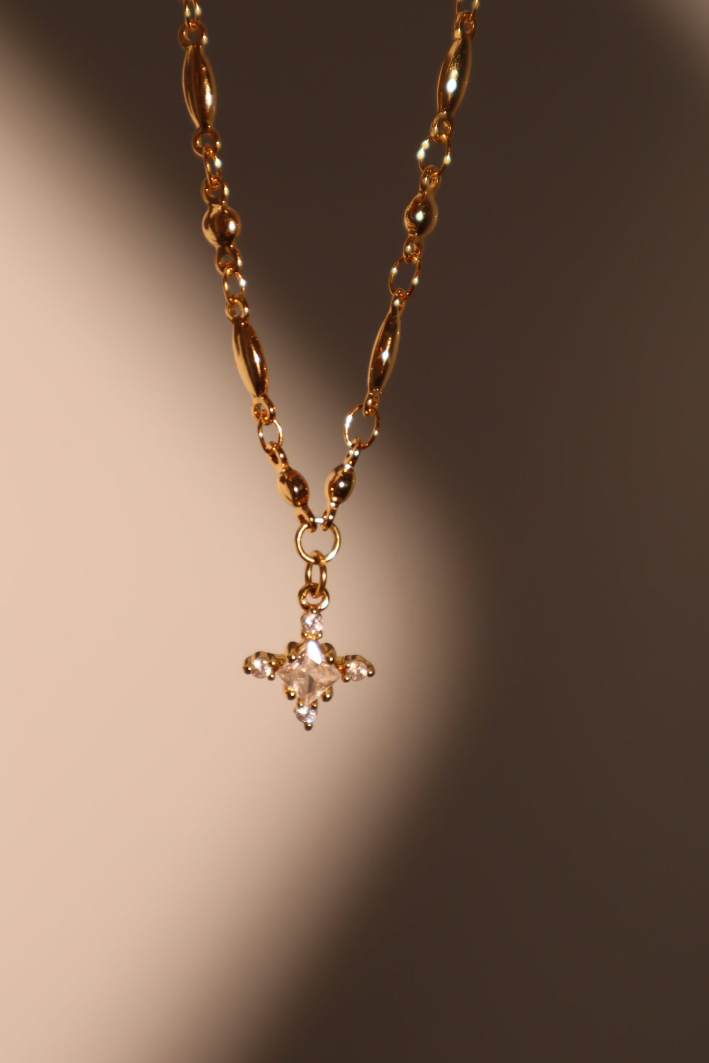 18K Real Gold Plated Diamond Cross Pendant Necklace