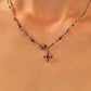 Platinum Plated Garnet Diamond Cross Necklace