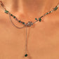Platinum Plated Green Gem Rose Necklace