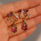 14K Real Gold Plated Purple Butterfly Drops Earrings