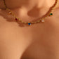 18K Gold Stainless Steel Color Gem Wave Necklace
