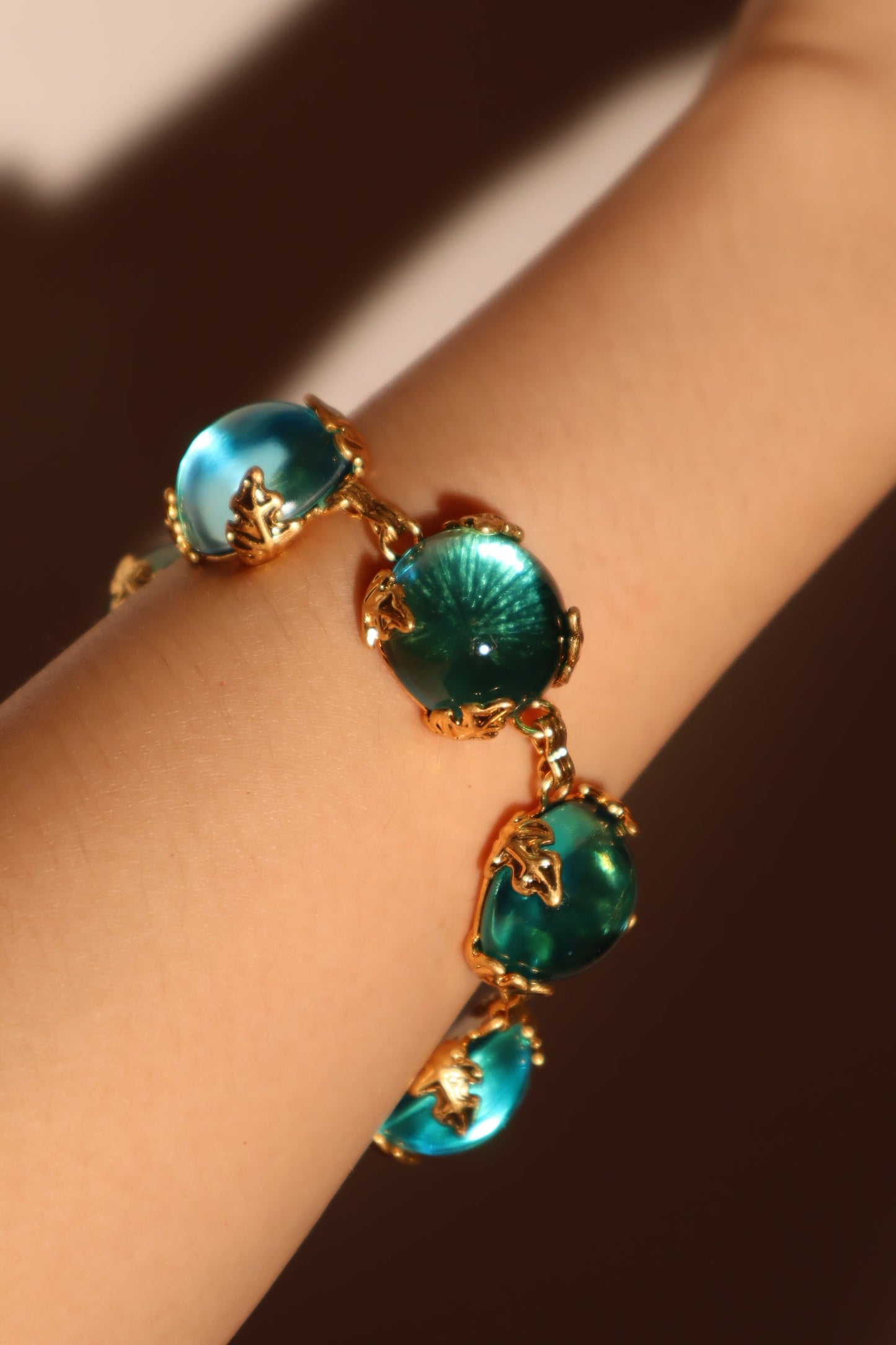 Real Gold Plated Blue Crystals Bracelet