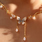 18K Real Gold Plated Blue Crystal Butterfly Necklace