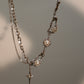 Platinum Plated Pearl Star Necklace