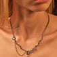 Platinum Plated Moonstone Dangle Necklace