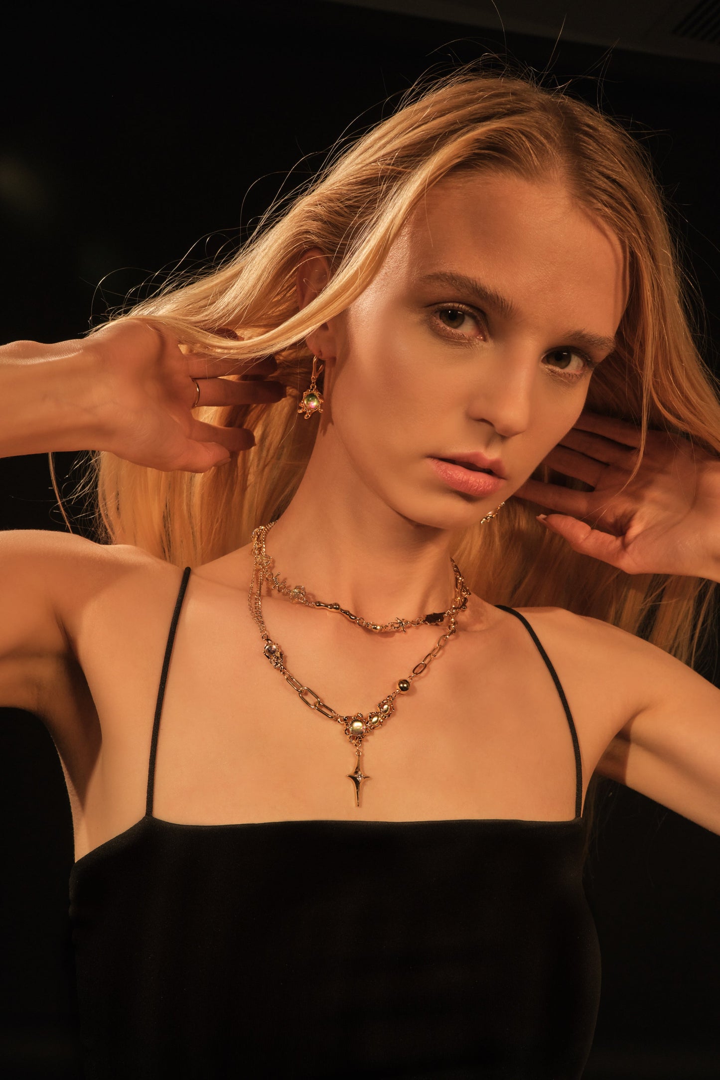 18K Real Gold Plated Opal Dangle Earrings