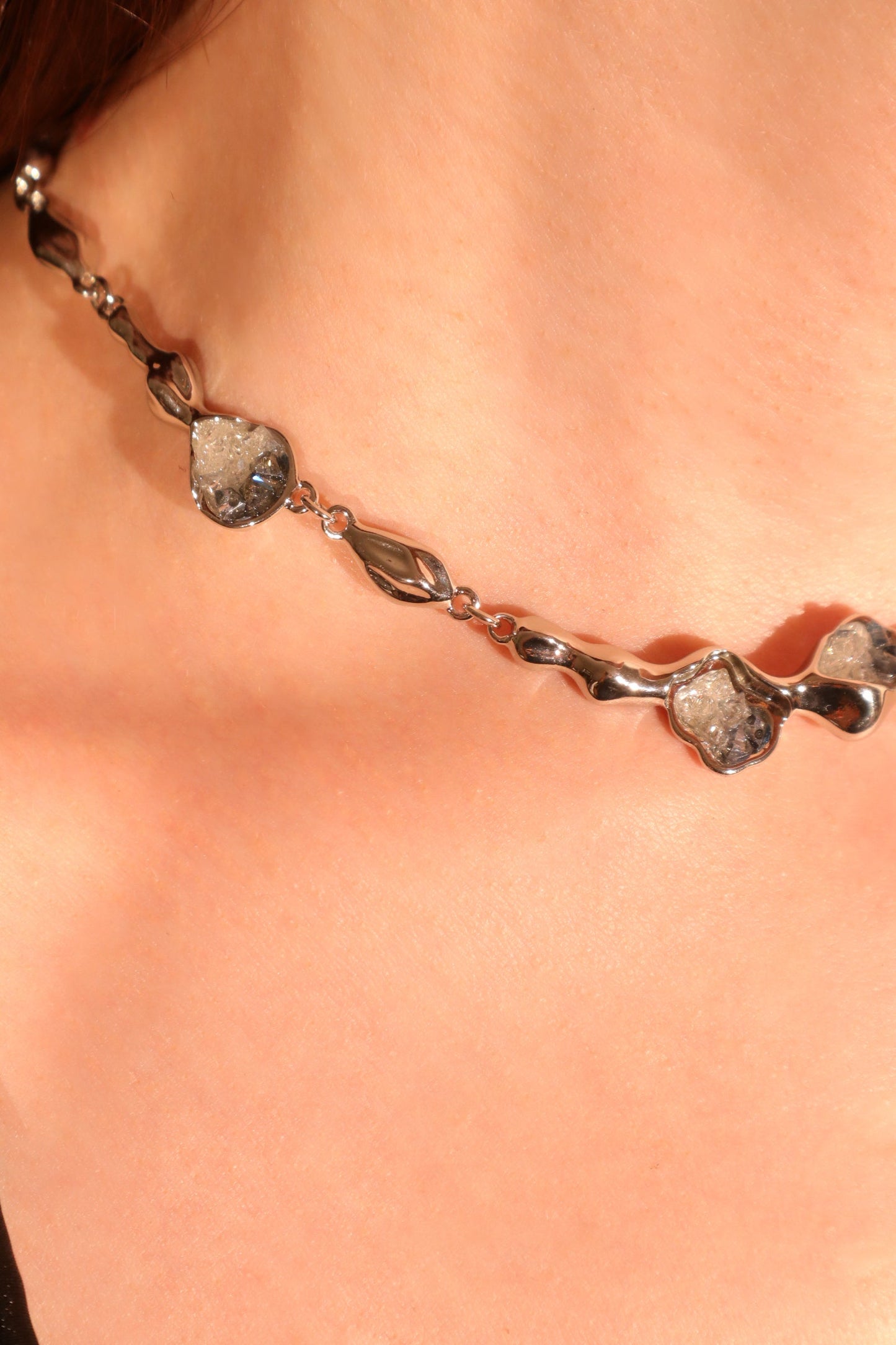 Platinum Plated Blue Crystal Necklace