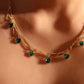 14K Real Gold Plated Double Layer Green Heart Necklace