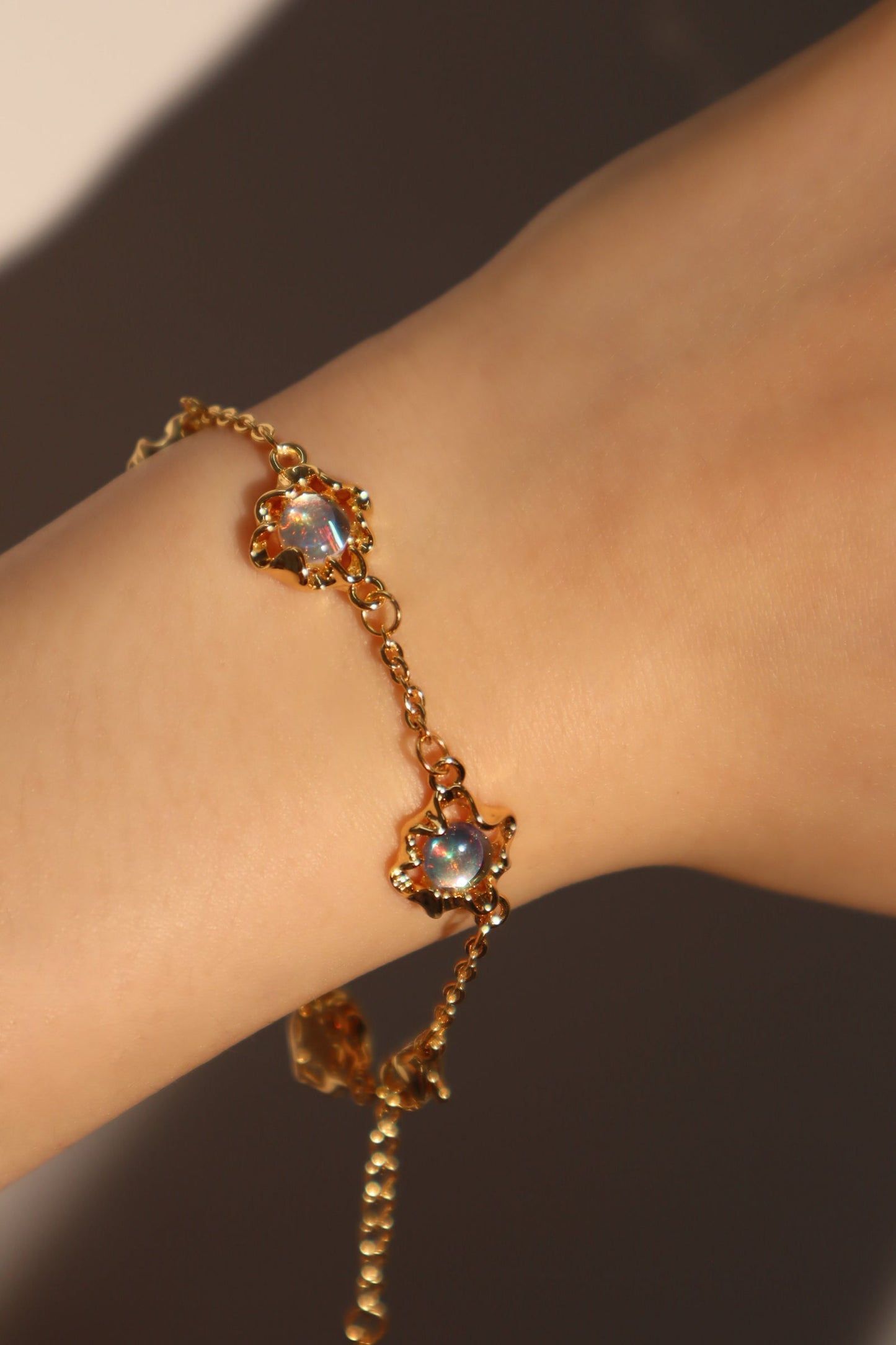 18K Real Gold Plated Multi Opal Bracelet