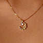 18K Gold Vermeil Moonstone Moon Necklace
