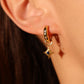 18K Gold Vermeil Blue Gem Star Hoop Earrings