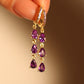 18K Real Gold Plated Purple Gem Water Drop Earrings