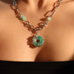 Platinum Plated Jade Dragon Necklace (EARRINGS INCLUDED)