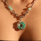 Platinum Plated Jade Dragon Necklace (EARRINGS INCLUDED)