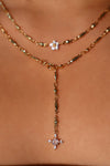 18K Real Gold Plated Diamond Cross Lariat Long Necklace