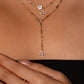 18K Real Gold Plated Diamond Cross Lariat Long Necklace