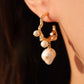 18K Real Gold Foil Pearl Hoop Earrings