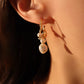 18K Real Gold Foil Pearl Hoop Earrings