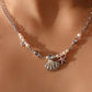 Platinum Plated Sea Shell Pearls Necklace