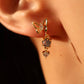 18K Real Gold Plated Butterfly Moonstone Dangle Earrings
