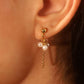 18K Real Gold Plated Pearl Chain Hoop Earrings