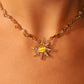18K Real Gold Plated Orange Opal Sun Necklace