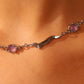 Platinum Plated Purple Opal Wave Necklace