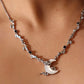 Platinum Plated Black Gem Natural Shell Moon Necklace