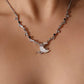 Platinum Plated Black Gem Natural Shell Moon Necklace