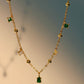 18K Gold Vermeil Green Gem Necklace