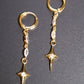 24K Real Gold Plated Star Dangle Earrings