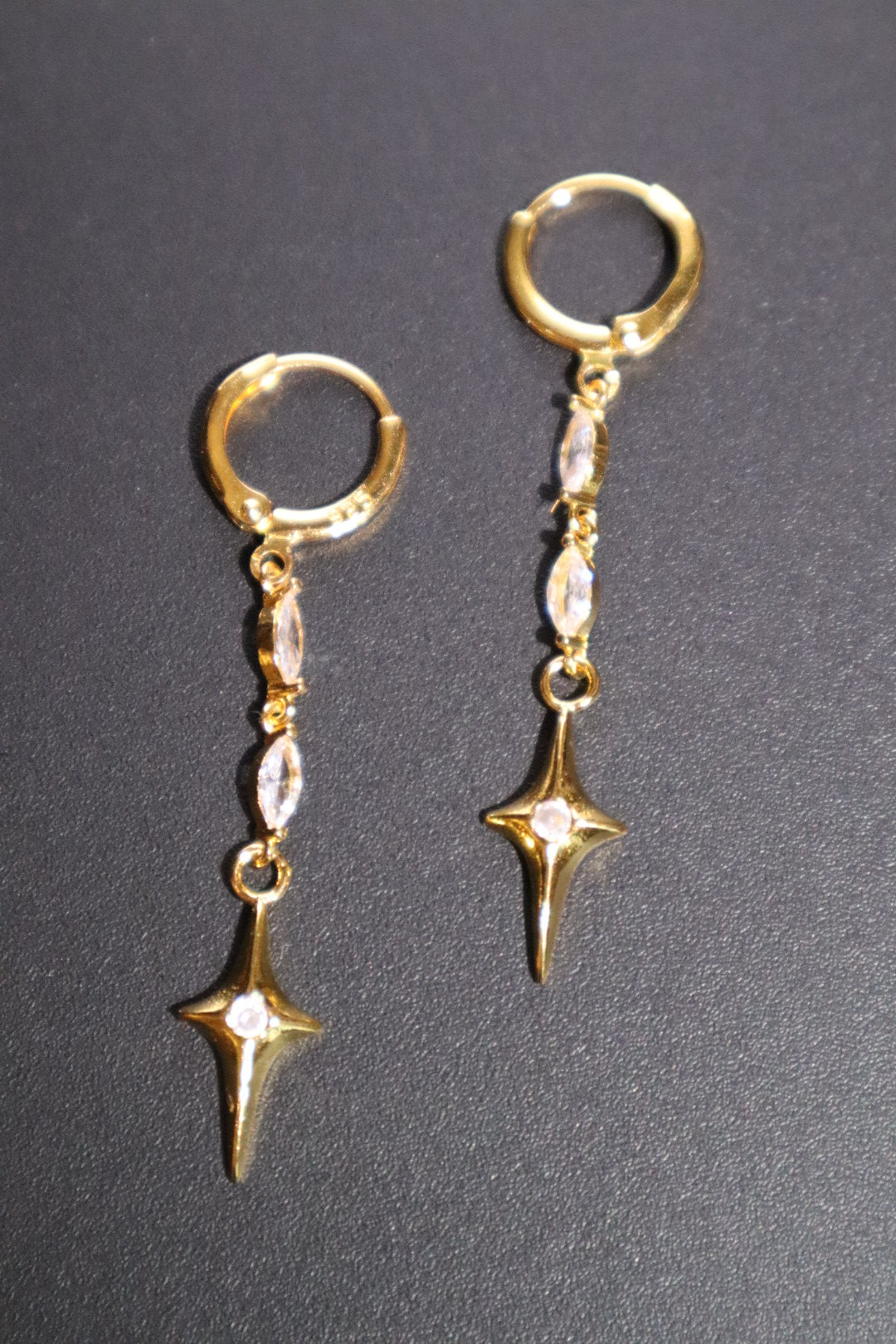24K Real Gold Plated Star Dangle Earrings