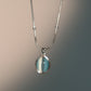 Stainless Steel Blue Opal Pendant Necklace