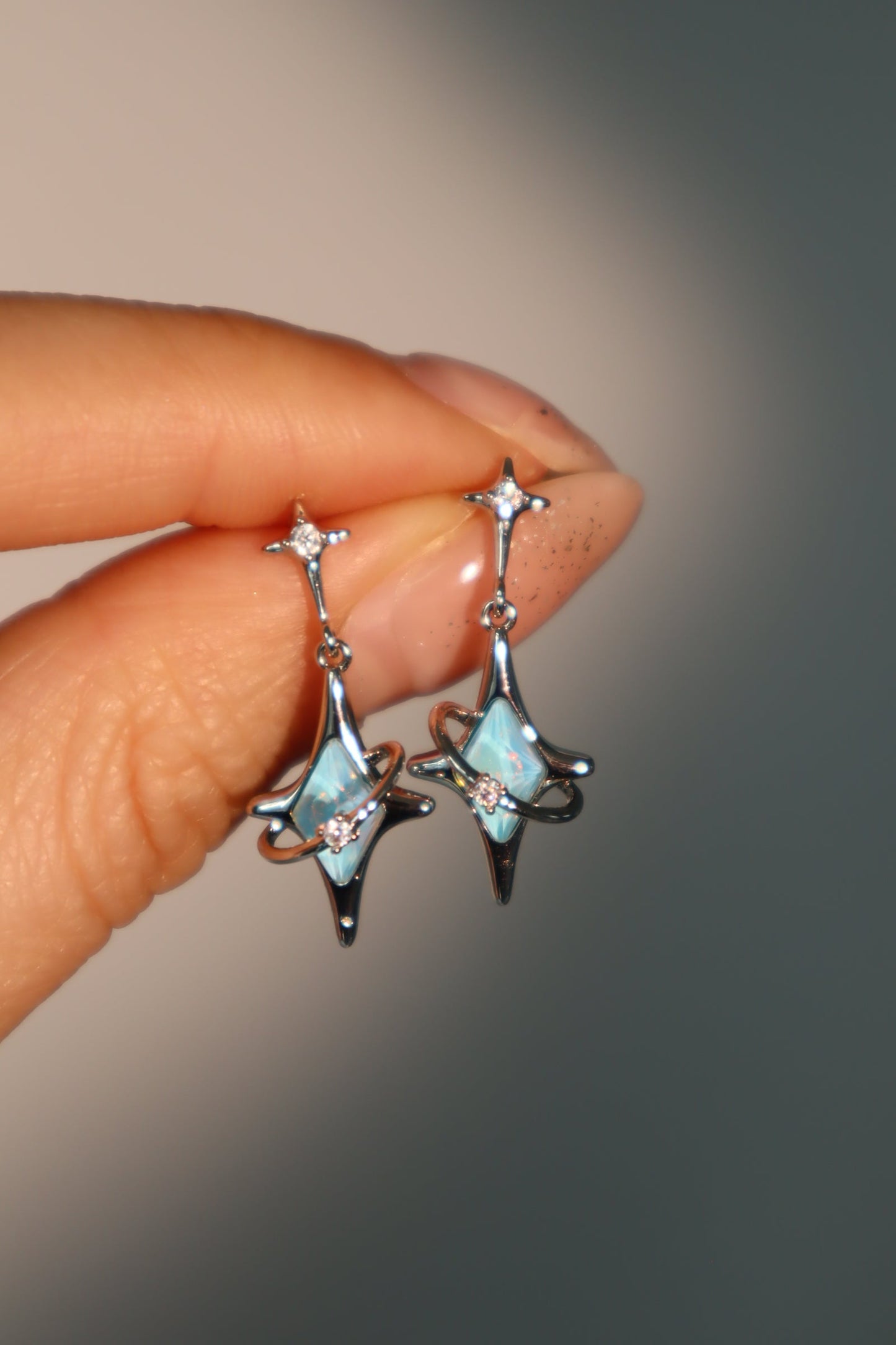 Blue Saturn Star Earrings