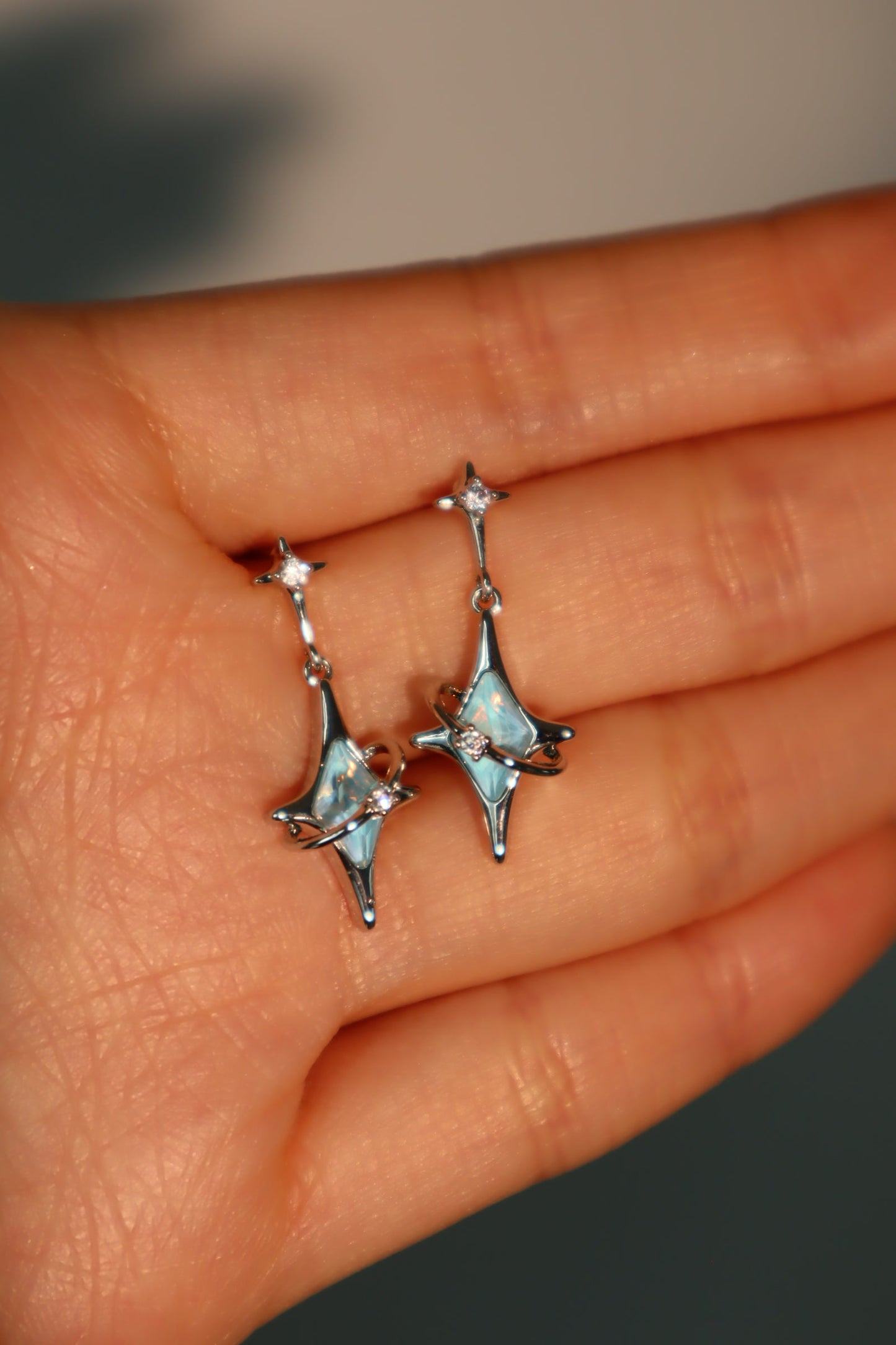 Blue Saturn Star Earrings