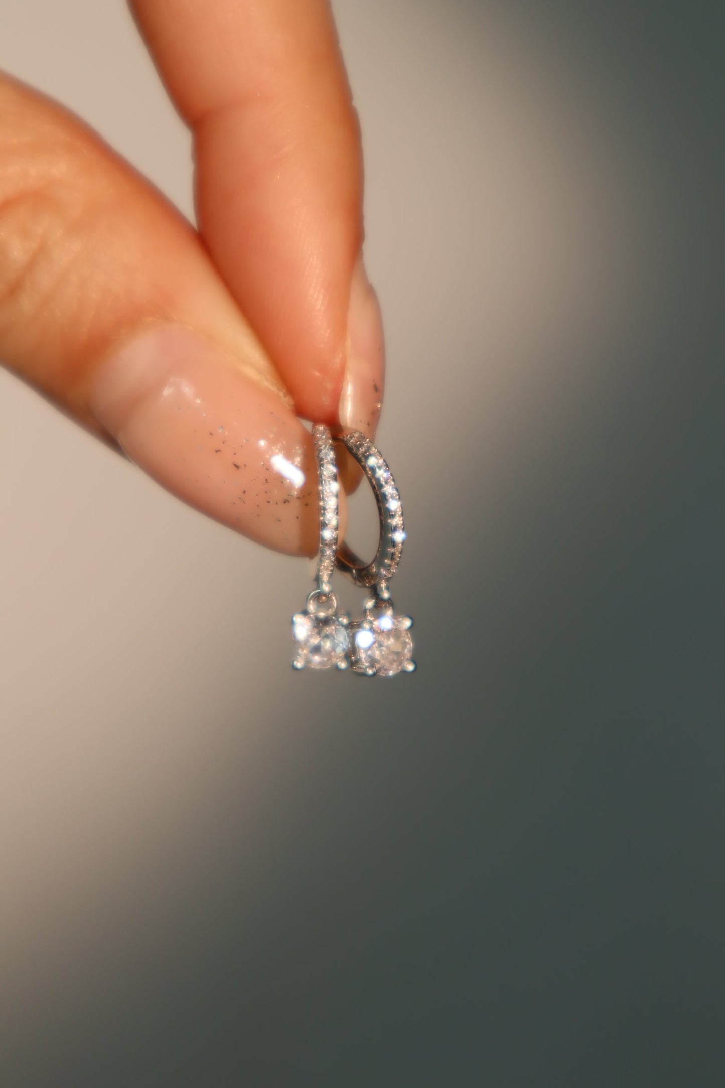 925 Sterling Silver Diamond Hoop Earrings