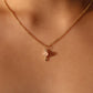 18K Real Gold Plated Pink Gem Saturn Star Necklace