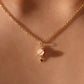 18K Real Gold Plated Pink Gem Saturn Star Necklace