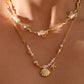 18K Real Gold Plated Sea Shell Pearls Necklace