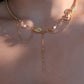 18K Real Gold Plated Jade Pearls Chain Necklace