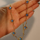 18K Real Gold Plated Multi Deep Blue Moonstones Necklace