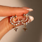 18K Real Gold Plated Diamonds Moon Star Earrings