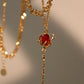 18K Real Gold Plated Red Rose Layer Necklace